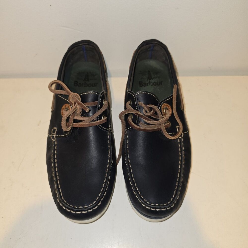 Barbour Capstan Deck /Boat Shoe Size 8, Soft Leather Black